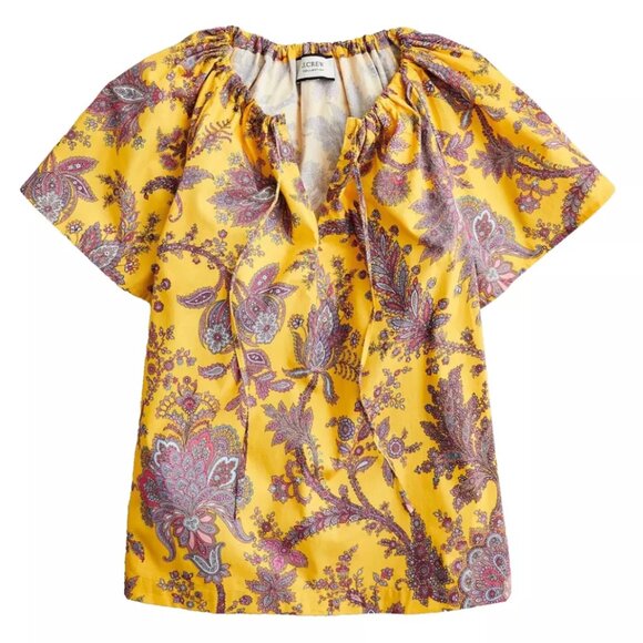 J.Crew Collection Poplin Ratti Top Shirt Size Small Yellow Pink Cotton Blouse - Picture 3 of 4